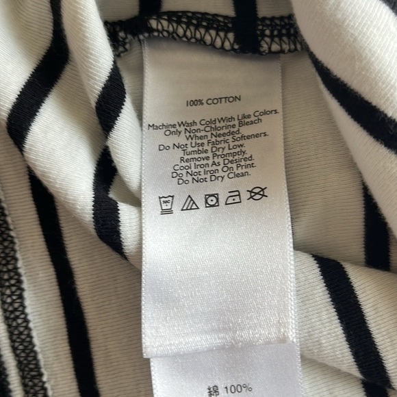Eddie Bauer Split Neck Three-quarter Sleeves White Black Stripes T-shirt Size XL - Picture 11 of 14